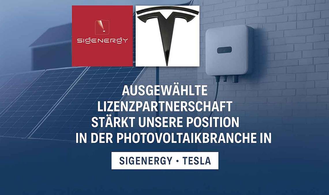 Bildkollage Tesla und Sigenergy – ausgewählte Lizenzpartnerschaft