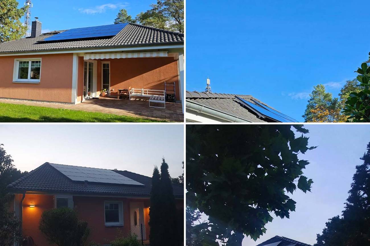 mehrere Dächer mit PV-Anlagen